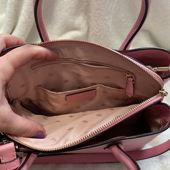 Kate Spade Light Pink Purse can be used as a crossbody or carried by the handles - Picture 5 of 10
